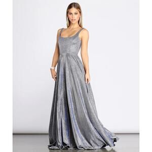 Elegant Silver Evening Gown